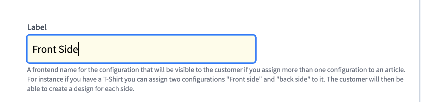 Configuration label input